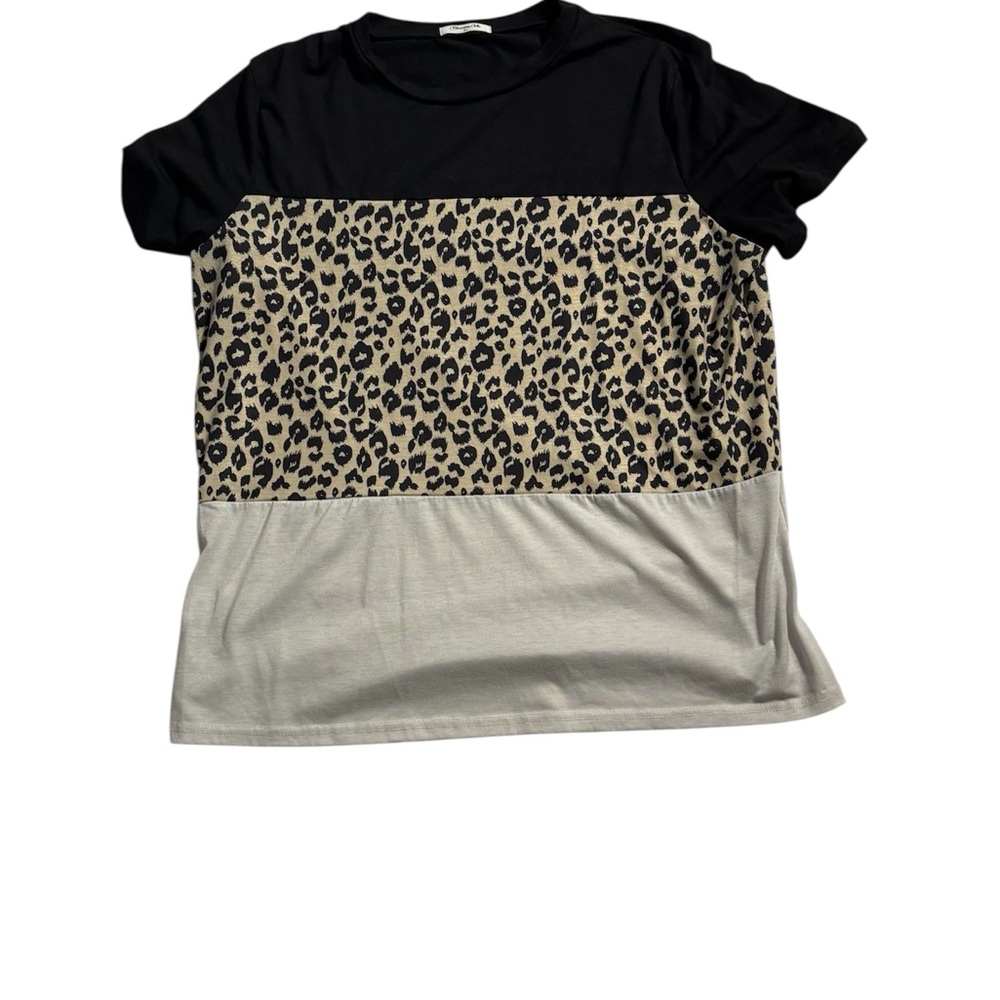 Women's Leopard Print Color Block Tee